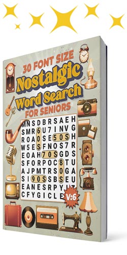 30 Points Font Size Extra Large Print Nostalgic Word Search for Seniors